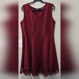 Maroon Fit & Flare Dress - 18W